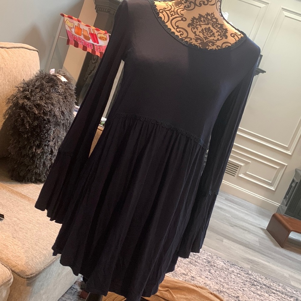 Rosette long sleeve navy dress top size medium #5